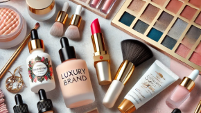 DALL·E 2025-02-25 09.29.10 - A stylish and slightly playful beauty flat lay composition featuring a mix of high-end and drugstore makeup products, skincare serums, and customizabl.png