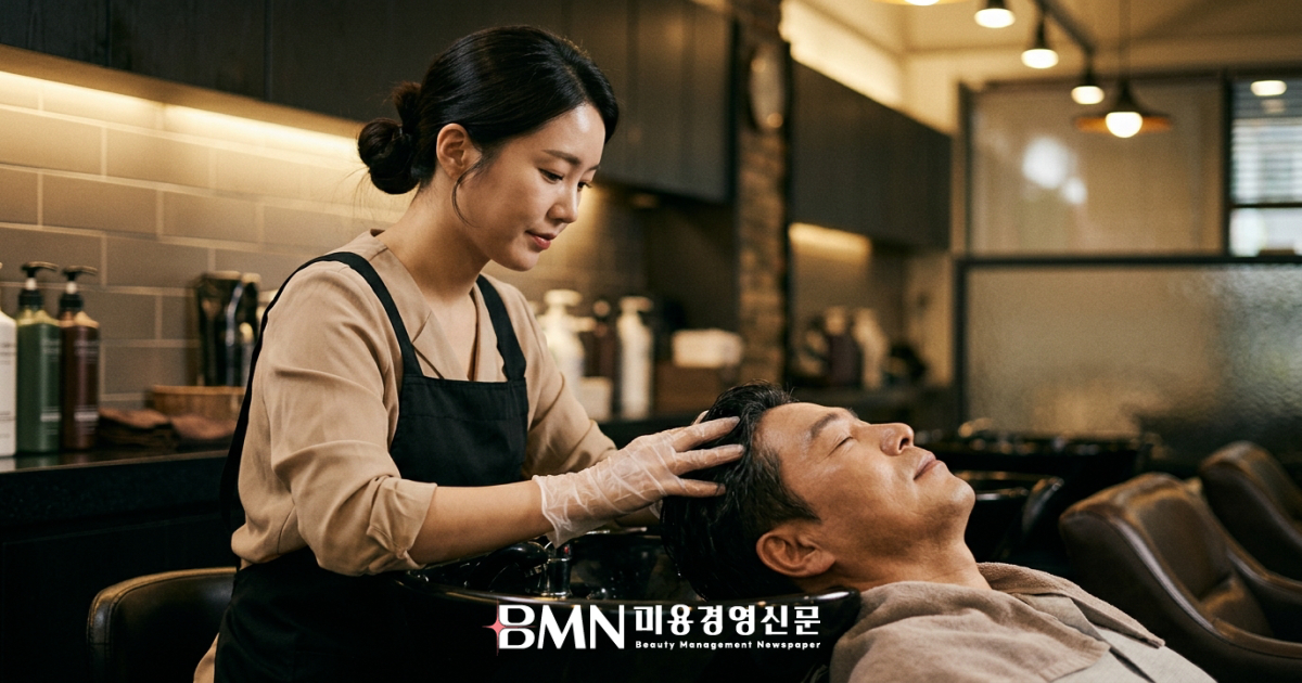 두피를 케어받는 고객